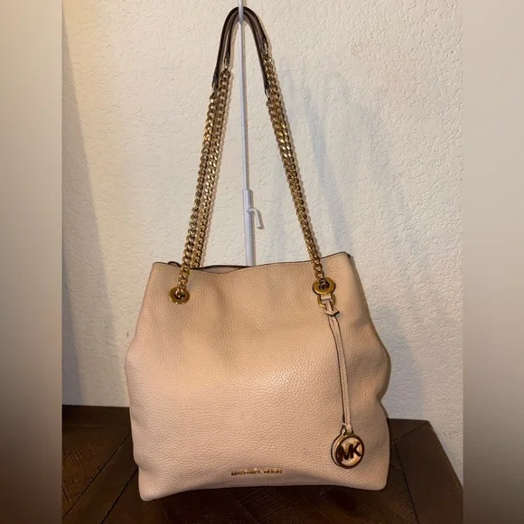 Michael Kors Jet Set Chain Shoulder Tote Nude Blush Leather - Picture 1 of 11